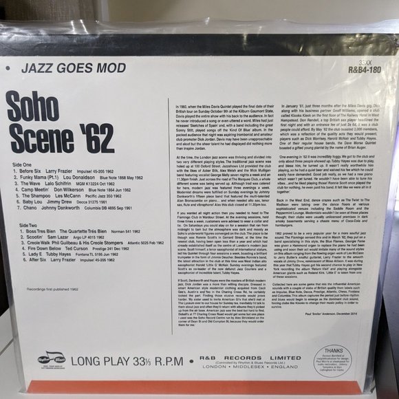 VINYL RECORD #JAZZ #Soho Scene '62 - Jazz Goes Mod (2015 PRESSING)Lou Donaldson - Picture 4 of 13